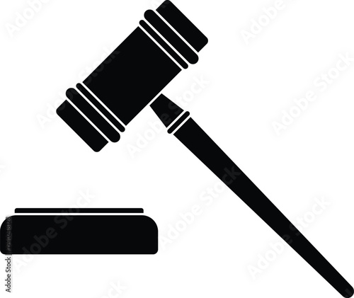 Judge Gavel and Sound Block Law Silhouette Isolated on White Background