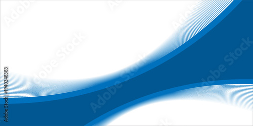 Abstract white and blue wave wide banner background