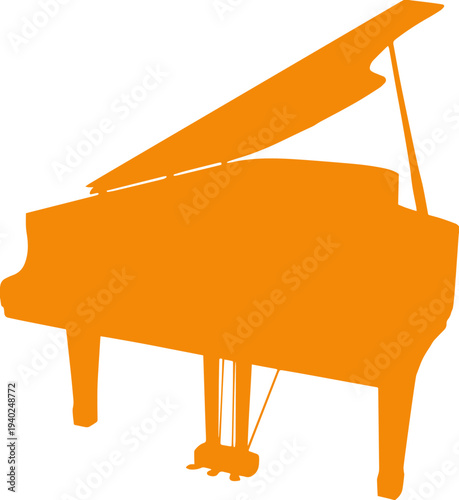 Create a Realistic piano vector art silhouette with white background..