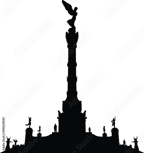 Victory Column Berlin silhouette with golden angel statue, famous German landmark monument, historic architecture travel vector illustration