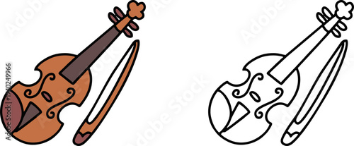 Classical Violin Musical Instrument Illustration Set