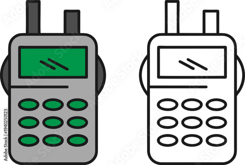 Portable Two Way Radio Walkie Talkie Icon Set