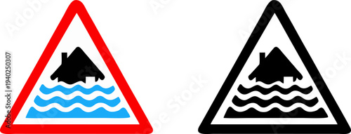 Rockfall Warning Road Sign Falling Rocks Hazard Vector Illustration