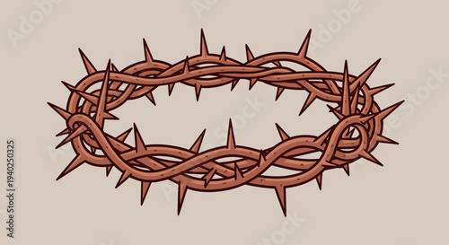A crown of thorns in a simple outline vector style, suitable for religious and spiritual designs