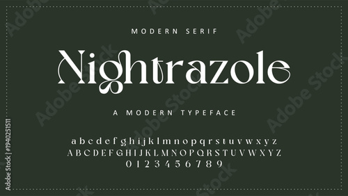 Elegant Font Uppercase Lowercase and Number. Classic Lettering Minimal Fashion Designs. Typography modern serif fonts regular decorative vintage concept. vector illustration