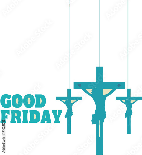 Good friday crucifixion scene with three crosses on symbolizing easter
