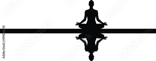 Meditating Woman Silhouette on Water Surface at Dawn