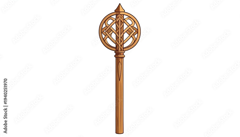 Obraz premium Ornate Golden Scepter with Intricate Celtic Knot Design.