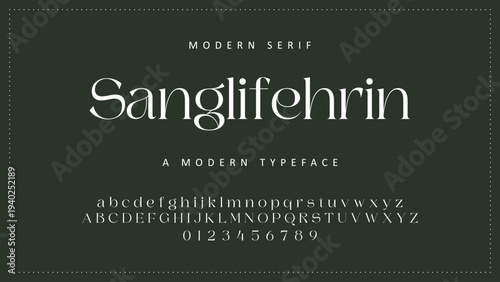 Elegant Font Uppercase Lowercase and Number. Classic Lettering Minimal Fashion Designs. Typography modern serif fonts regular decorative vintage concept. vector illustration