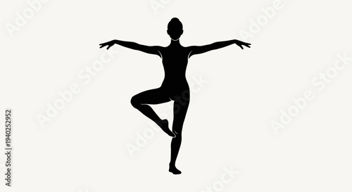 Ballet Dancer Silhouette – Graceful Dance Pose Vector Illustration