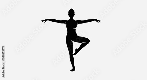 Ballet Dancer Silhouette – Graceful Dance Pose Vector Illustration