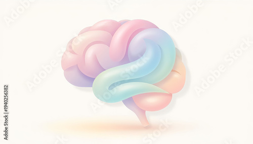 Soft Pastel Colored Cerebral Organ Anatomy for Medical Illustration Concept