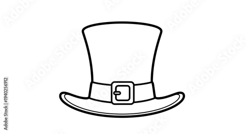 A simple line drawing of a pilgrim hat with a buckle on the band.