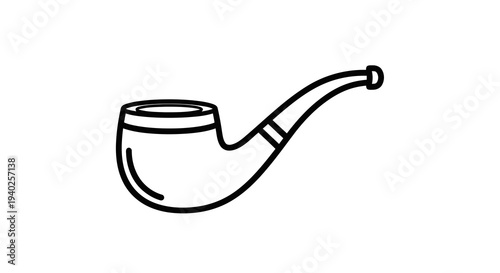 A simple line drawing of a traditional tobacco pipe on a white background.