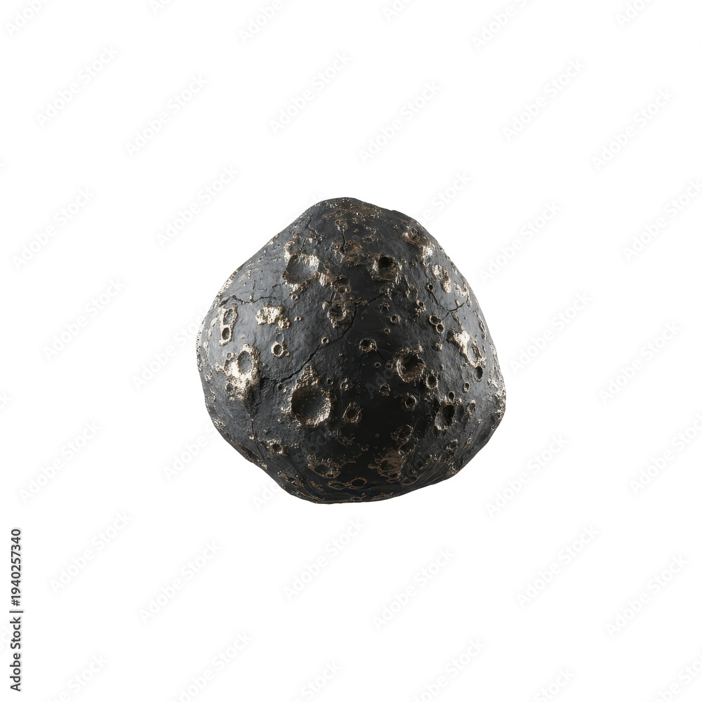 Fototapeta premium Cratered Asteroid with Rough Dark Surface Texture
