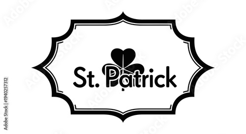 Stunning black and white emblem for st. patrick's day celebrations and irish heritage.