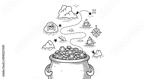 Magical cauldron emitting sparkling objects into the air.