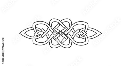 Intricate celtic knot design with interwoven patterns and leaves