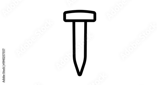 A simple line drawing of a nail with a flat head and pointed tip.