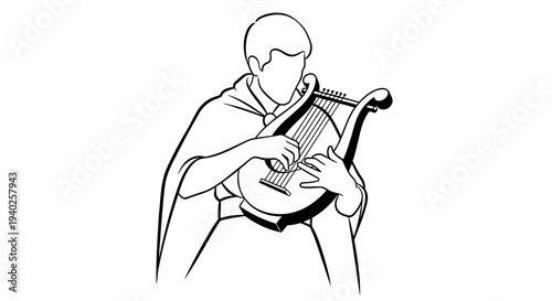 A person playing a stringed musical instrument with a bow.