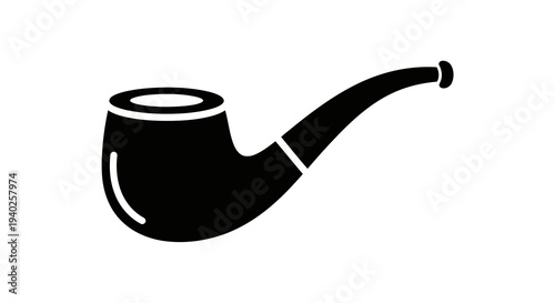 A classic illustration of a smoking pipe in simple black and white design