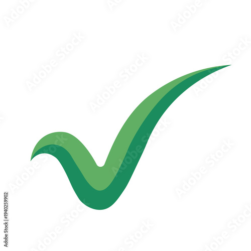 Large Dynamic Green Checkmark Rising Boldly on White Background with Gradient Shades Blending Smoothly and Conveying Approval, Validation and Success
