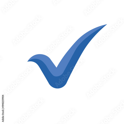 Large Vibrant Blue Checkmark Symbol Prominently Displayed on Clean White Background Conveying Approval, Validation, Correctness and Positive Confirmation