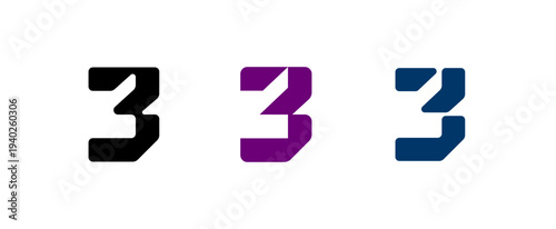 Number 3, digital numeral three, for your logo design, vector illustration 10EPS