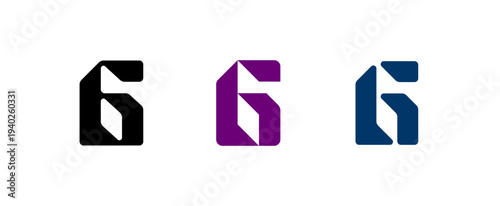 Number 6, digital numeral six, for your logo design, vector illustration 10EPS