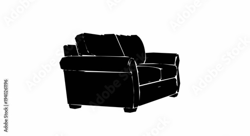 Black leather office armchair isolated on white background