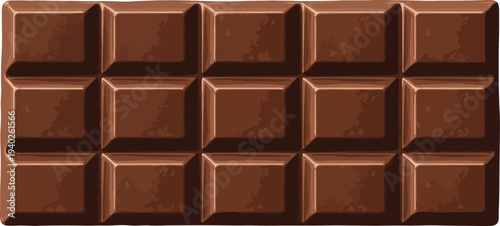Rectangular milk chocolate bar shows individual square segments clearly.
