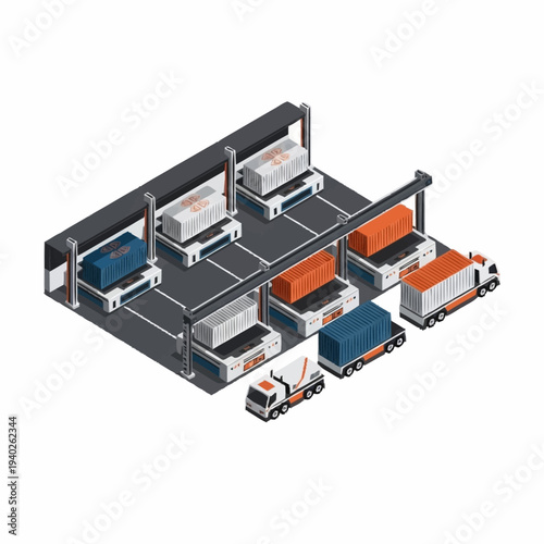 Wallpaper Mural Isometric Smart Logistics System with Automated Trucks and Storage. Torontodigital.ca