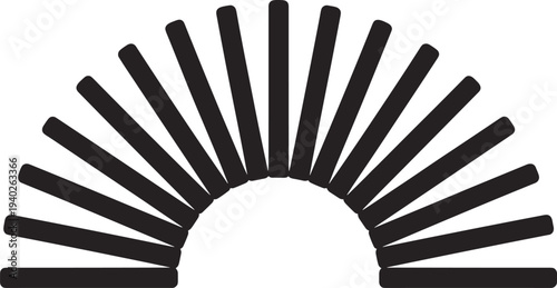 Abstract radial lines semicircle shape creating sunburst or fan pattern geometric design element isolated minimal black vector illustration for modern graphic decoration