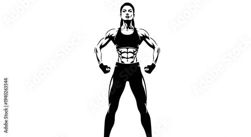 Strong woman in athletic wear posing confidently with a powerful stance