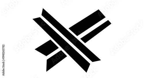 A stylized black logo on a white background with intersecting lines