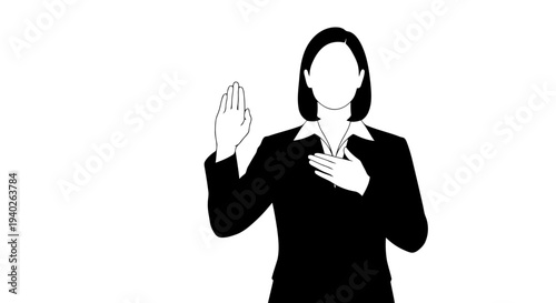 A woman signing a letter or document with a serious expression.