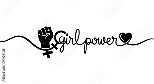 Empowering women with girl power symbol and feminist iconography.