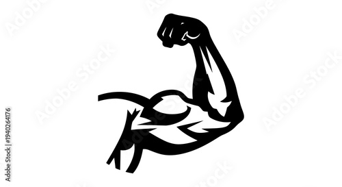 Strong muscular arm flexing bicep in simple graphic illustration