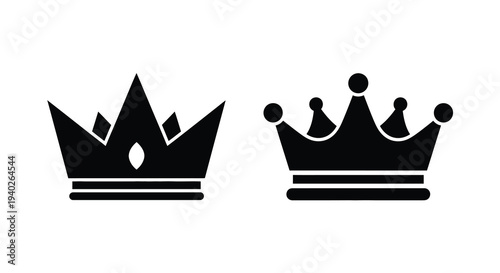 Two black crowns depicted in a striking minimalist silhouette