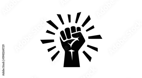 Raised fist symbolizing solidarity and protest against oppression and inequality.