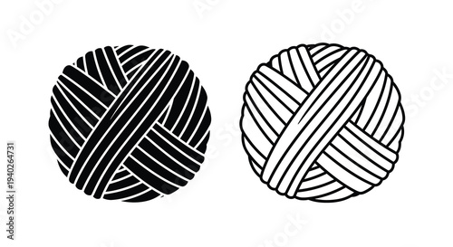 Two circular yarn balls with detailed patterns a striking silhouette