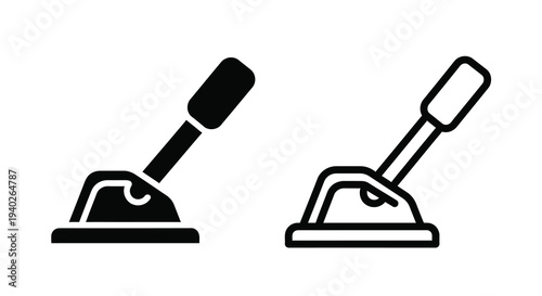 Two gear shift levers in a simple black design silhouette