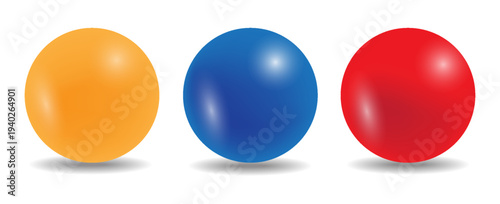 orange red and blue circle with realistic 3D vector illustration on white background. eps 10