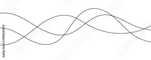 Technology abstract black lines on white background. Abstract wave line for banner, template, wallpaper background with wave design. Modern banner design with abstract flow line space for the text.