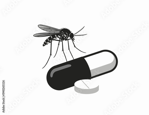 Mosquito and medicine concept representing disease control and health solutions