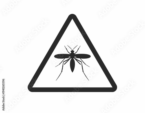 Crucial warning sign featuring a mosquito illustration inside a prominent triangular symbol, highlighting potential insect-borne disease risks and the importance of pest prevention