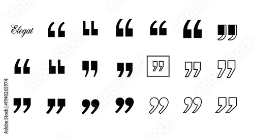 Set of quote mark icons isolated on white background.Quotation marks.Black quotes icon collection.