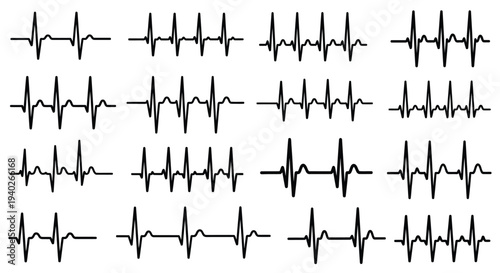 Repeating heartbeat lines create a rhythmic graphic design silhouette