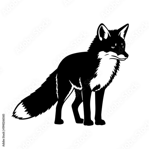 The Fox's Vigil: A stylized silhouette captures a fox standing alert, showcasing elegance and agility.