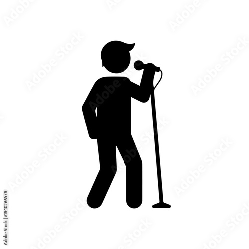 Singing Silhouette: A stark black silhouette of a singer passionately performing with a microphone, capturing the essence of musical expression.